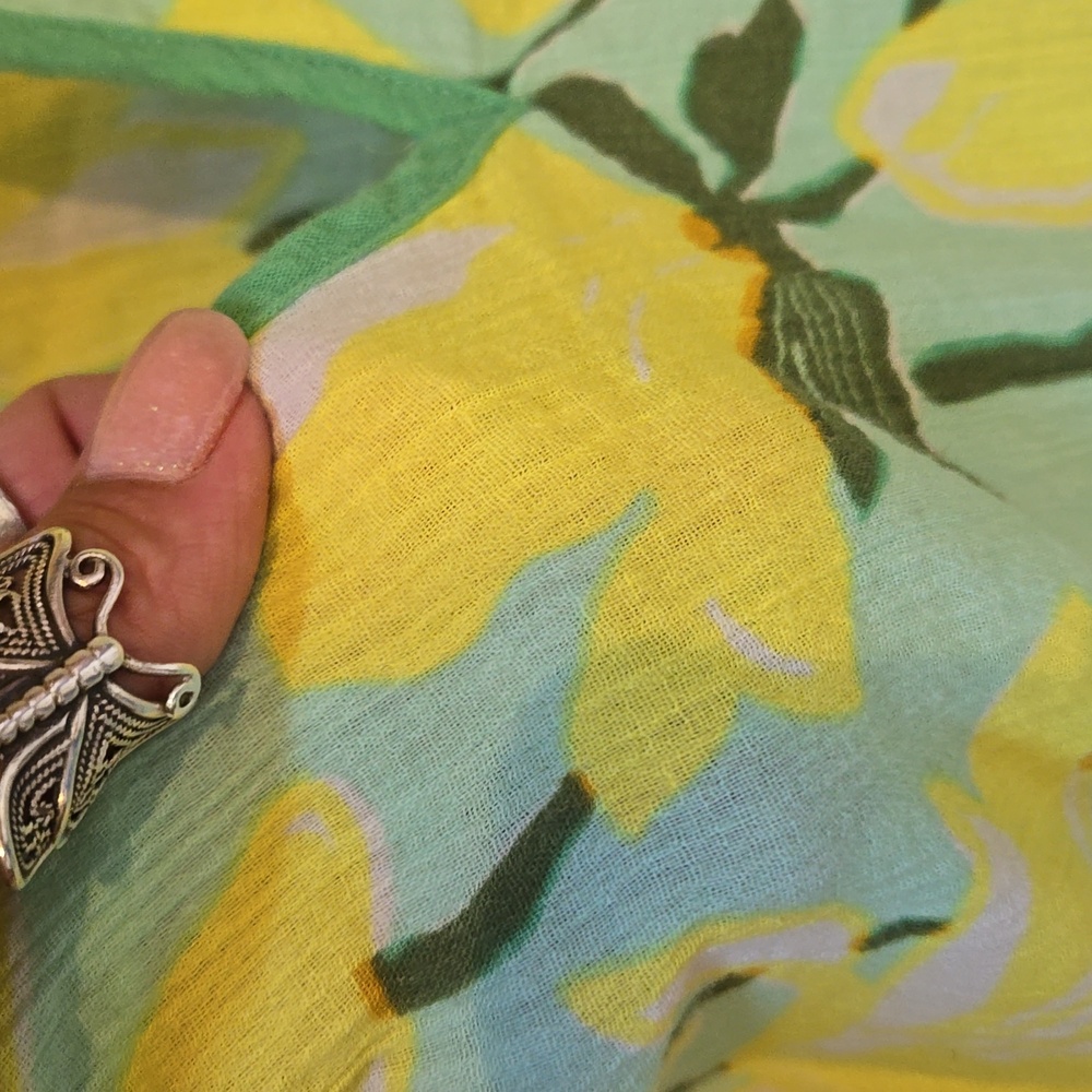 J. Crew Green/Yellow Floral Print 100% Cotton Cover-Up - Picture 6 of 8